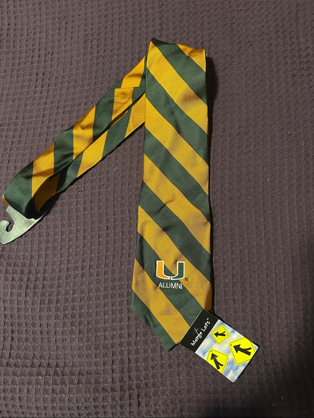 Miami’s U alumni Striped Green & Yellow Men's Neck Tie